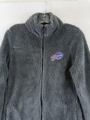 Buffalo Bills Sherpa Fleece Jacket Small Juniors Women Gray Full Zip Mock Neck