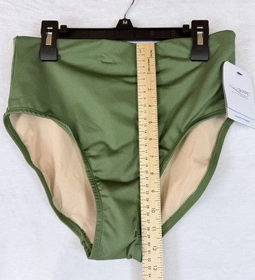 Dolfin AQUASHAPE Bikini Bottom Medium Womens High Waisted Olive Green Swim New