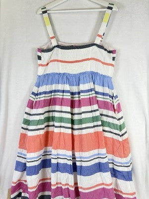 Gap Maxi Dress Medium Womens Striped Empire Waist 100% Cotton Sleeveless New $98