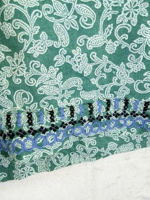 J Jill Love Linen Shorts Green Floral Pull On Womens