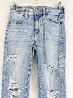 American Eagle High Rise Jegging Crop 2 Long Distressed Cloud Wash Blue New NWT