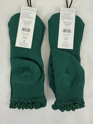 FP Movement Lucky Honey Ruffle Sport Socks Green Free People Ankle Women Lot NEW
