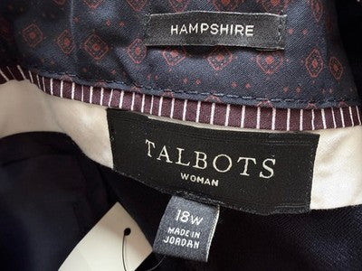 Talbots Dress Pants 18W Hampshire Navy Blue Plus Size Womens New NWT