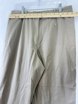 LL Bean Bayside Pants Womens 16 Ultra High Rise Comfort Waist Tan Brown Khakis