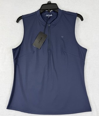 Bad Birdie Polo Womens Large Golf Sleeveless Navy Blue New NWT