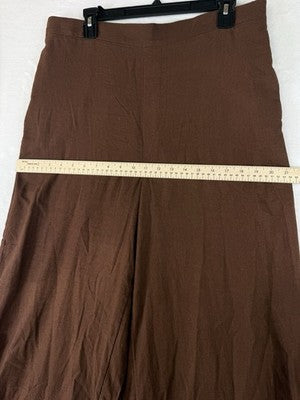 Banana Republic Wide Leg Crop Pants Large Linen Blend Cropped Brown Pull On