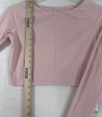 Adidas Womens Yoga Top Large Pink Crop Long Sleeve Workout Shirt NEW