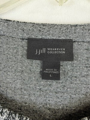 J Jill Wearever Cardigan Large Black White Knit Long Sleeve Womens