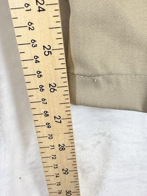 Lands End Khaki Pants 32 32x27 Traditional Fit Tan Mens Flat Front 100% Cotton