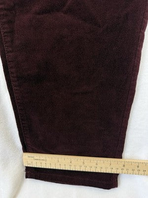 Croft And Barrow Corduroy Pants 18 Straight Leg Mid Rise Burgundy New NWT