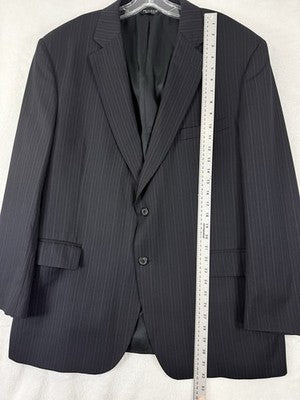 Jos A Bank Blazer 46r 100% Wool Mens Navy Blue Pinstriped Suit Jacket Sport Coat