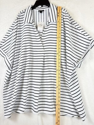 J Jill Wearever Top 3X Short Sleeve Navy Blue White Striped Plus Size Womens New