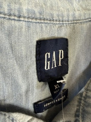 Gap Denim Classic Shirt XL Womens Blue Perfect Long Sleeve Button Up Down New