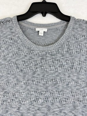 J Jill Sweater Small Short Sleeve Gray Open Knit Lightweight Beachy Womens