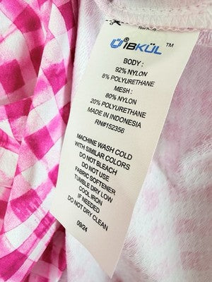 IBKUL Womens Long Sleeve Top XL 1/4 Zip Mock Neck Pink Gingham Check Print Golf
