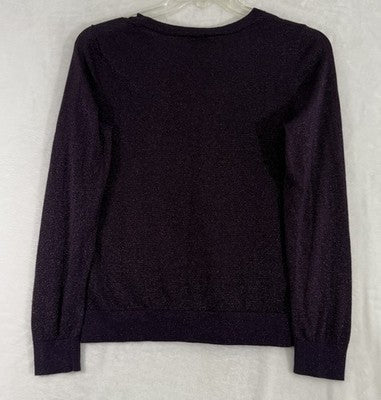 Talbots Cardigan Sweater Medium Purple Metallic Long Sleeve Jewel Buttons Womens