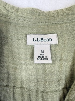 LL Bean Cloud Gauze Shirt Medium Safe Green Short Sleeve Womens Top 100% Cotton