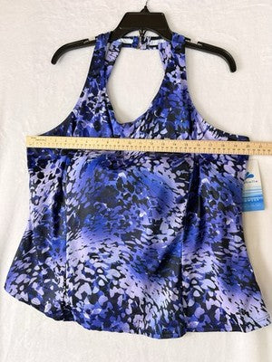 Swimsuits For All 26 Tankini Top Plus Size High Neck Purple Floral New NWT