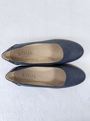 Soul Naturalizer Idea Ballet Flat Women 7.5 Indigo Leather Slip On Almond Toe