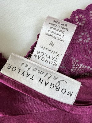 Morgan Taylor Intimates Medium Chemise Nightgown Purple Satin Womens