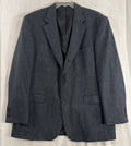 Lands End Blazer Mens 46 Long Blue 100% Wool Blue Gray Herringbone Suit Jacket