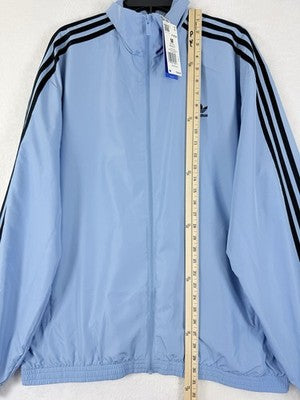 Adidas Originals Track Jacket Medium Ash Blue Black 3 Stripes Full Zip New NWT