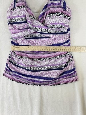Lands End Tankini Top 10 10D Sweetheart Wrap Underwire Womens Swim Purple