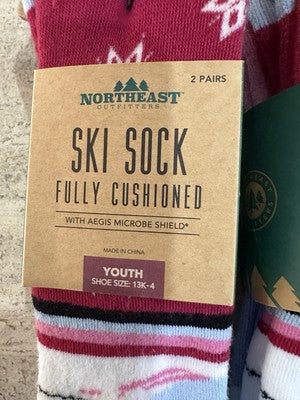 Northeast Outfitters Ski Socks Lot 2 Packs Of 2 Thick Youth Kids 13K-4 Bears NEW