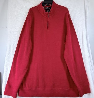 Lands End XXL Tall Mens 1/4 Zip Sweatshirt Long Sleeve Red Mix Neck Shirt