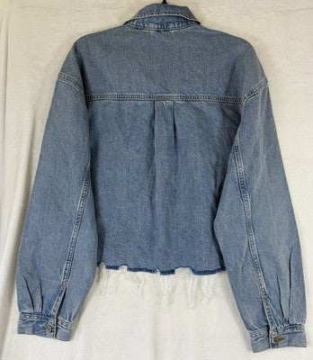 Gap Jean Jacket Medium Tall Women UltraSoft Icon Denim Crop Blue Light Blue New