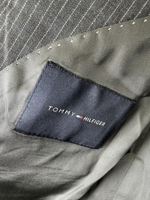 Tommy Hilfiger Mens Suit Jacket 42R Gray Pinstripe 100% Wool Blazer Sport Coat