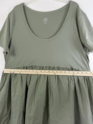 Gap Maternity Mixed Media Maxi Dress XXL Green Empire Waist Short Sleeve Women