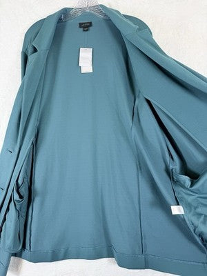 J Jill Wearever Blazer 3X Jacket Ponte Knit Stretch Blue Green Plus Size Womens