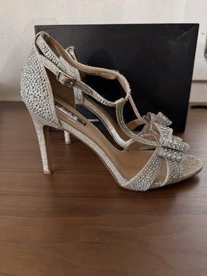 INC International Concepts Heels 11 Womens Reesie Rhinestone Bow Evening Sandals