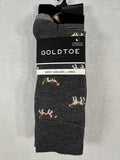 GoldToe Dress Socks Men 6-12.5 Black Gray Ducks Hound Dogs 3 Pack Men’s NEW