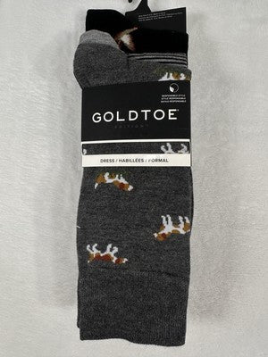 GoldToe Dress Socks Men 6-12.5 Black Gray Ducks Hound Dogs 3 Pack Men’s NEW