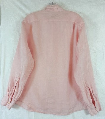 J Crew Linen Shirt Large Pink Slim Fit Button Down Long Sleeve