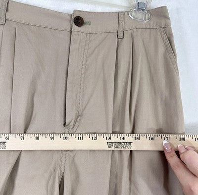 Ana Highest Rise Tapered Linen Blend Pants 10 Pleated Khaki Tan Womens NWT