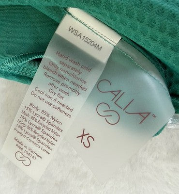 Calia Swim Top XS Longline Bikini Jungle Green U Bar Womens New NWT