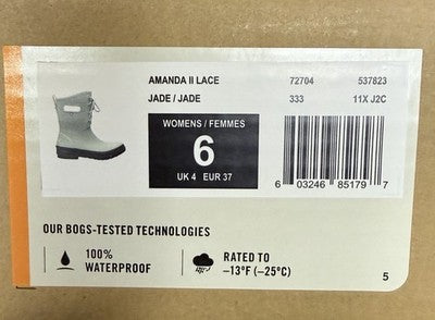 Bogs Boots Womens 6 Plush Green Amanda 2 Lace Up Waterproof Rain New