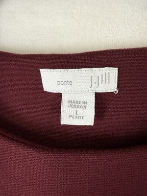 J Jill Dress Large Petite Ponte Knit Sleeveless Burgundy Red Womens