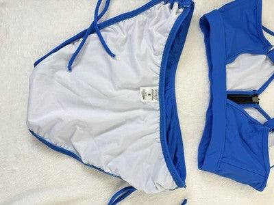 Venus Bikini Set 6 Top 4 Bottom Blue Zip Tie Side Womens Swim Swimwear New