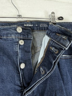 Old Navy Sky Hi Straight Leg Jeans 16 Button Fly Extra High Rise Blue Women NEW