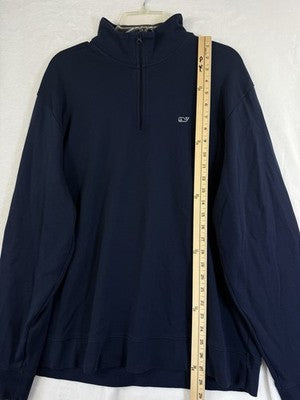 Vineyard Vines Quarter Zip XL Mens Navy Blue Long Sleeve Shirt Mock Neck Pima