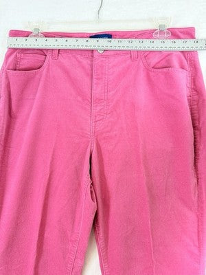 Talbots Velvet Straight Leg Pants 16 Petite Curvy Pink High Waist Women 16P