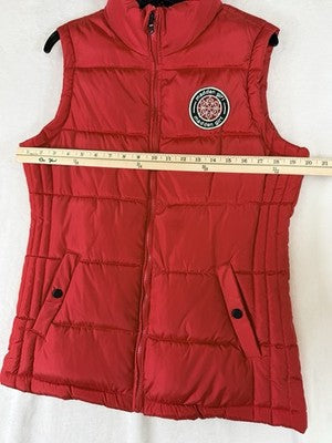 Madden Girl Puffer Vest Medium Red Womens Full Zip