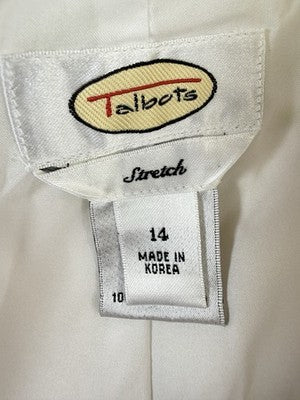 Vintage Talbots Pants 14 Straight Leg Silk Blend Side Zip Leaf Print Lined Women