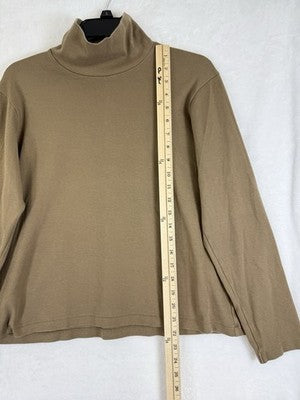 Uniqlo Turtleneck Large Womens Long Sleeve Shirt Knit Beige Tan