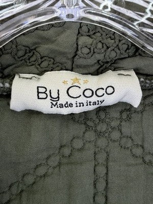 By Coco Quilted Vest Olive Green Womens Medium Made In Italy Boho Open Front