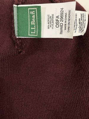 LL Bean Beanie Hat Knit Men Pom Outsider Mountain Scene Winter Burgundy
